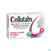 Collutabs Pastilles Sans Sucre Menthe 36 comprimés - contre les maux de gorge